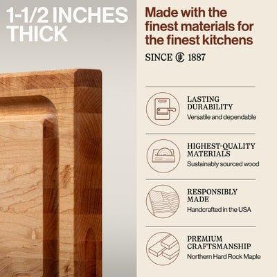 John Boos Maple Wood Edge Grain Reversible Cutting Board, 24"x18"x1.5" (Used) - VMInnovations
