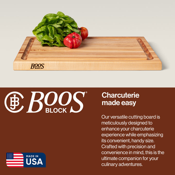 John Boos Large Maple Wood Edge Grain Reversible Cutting Board, 24" x 18" x 1.5" - VMInnovations