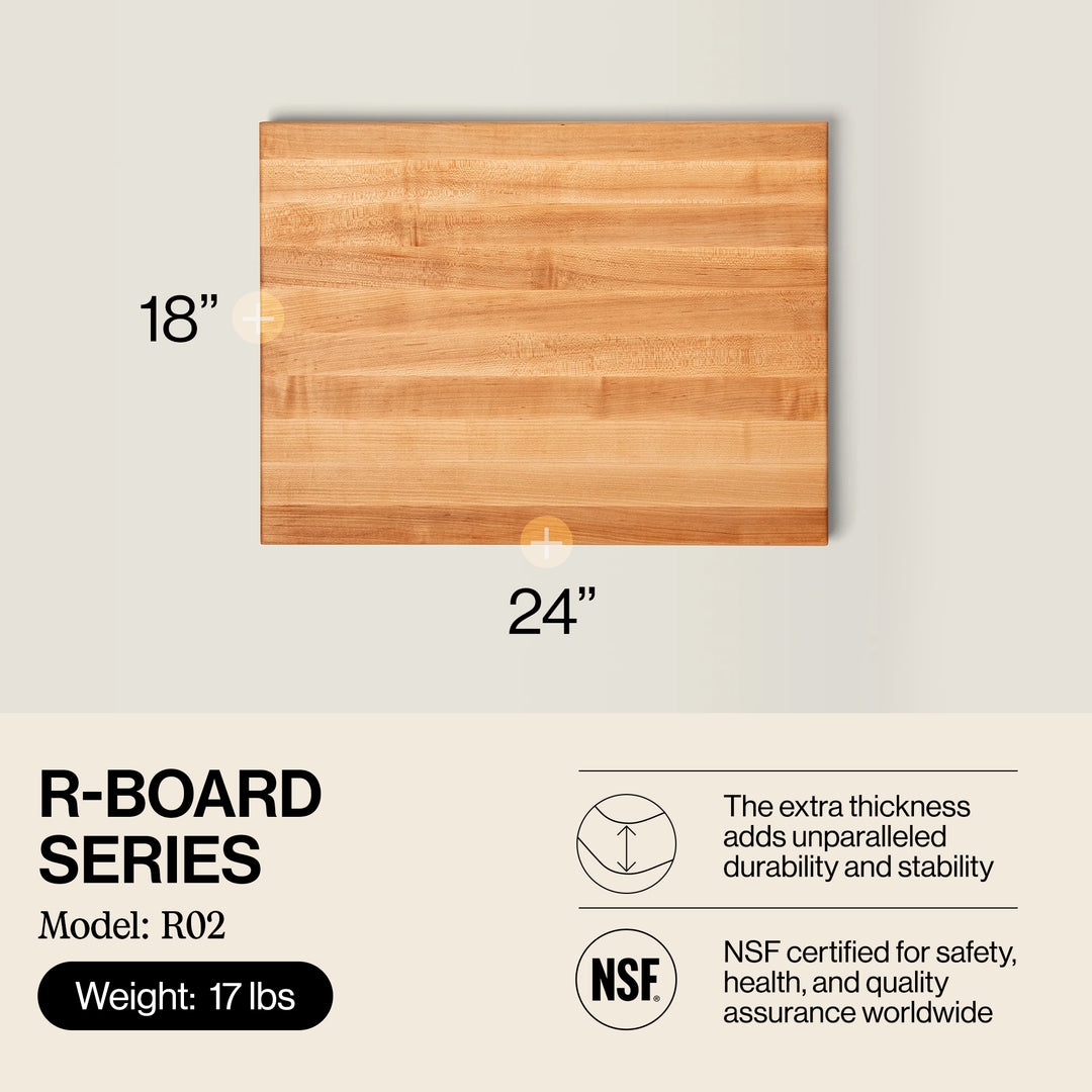 John Boos Maple Wood Edge Grain Reversible Cutting Board, 24 x 18 x 1.5 Inches