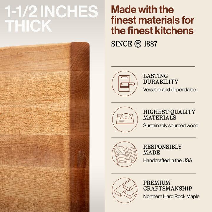 John Boos Maple Wood Edge Grain Reversible Cutting Board, 24 x 18 x 1.5 Inches