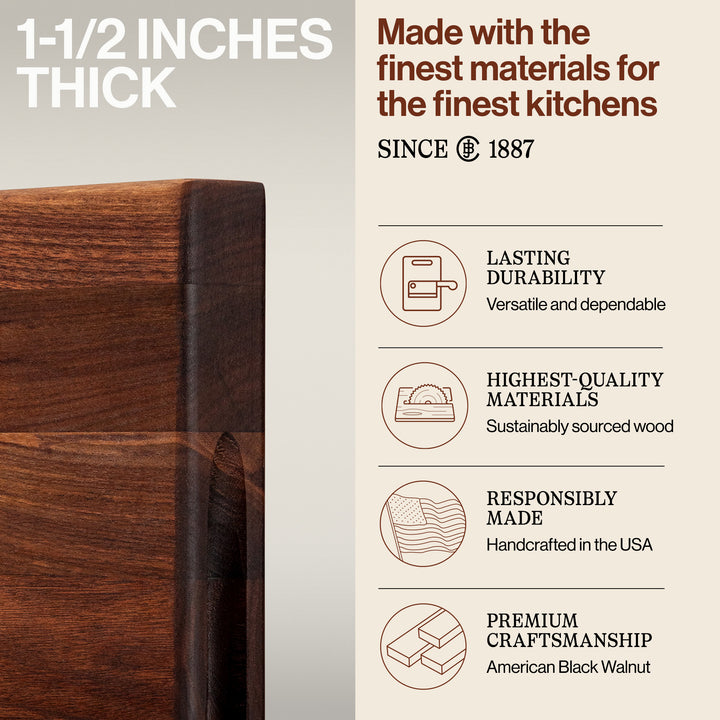 John Boos Walnut Wood Edge Grain Reversible Cutting Board, 18 x 12 x 1.5 Inches