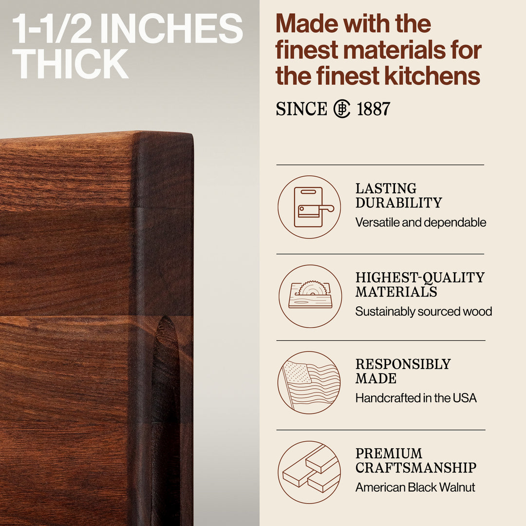 John Boos Walnut Grain Reversible Cutting Board, 18 x 12 x 1.5 Inches (Used)