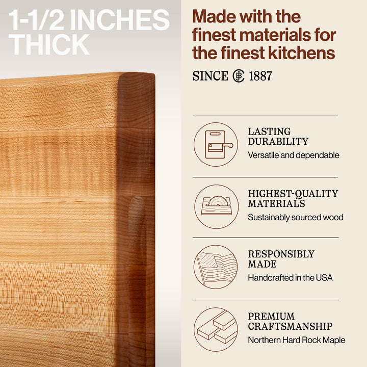 John Boos Maple Wood Edge Grain Reversible Cutting Board, 18 x 12 x 1.5 Inches
