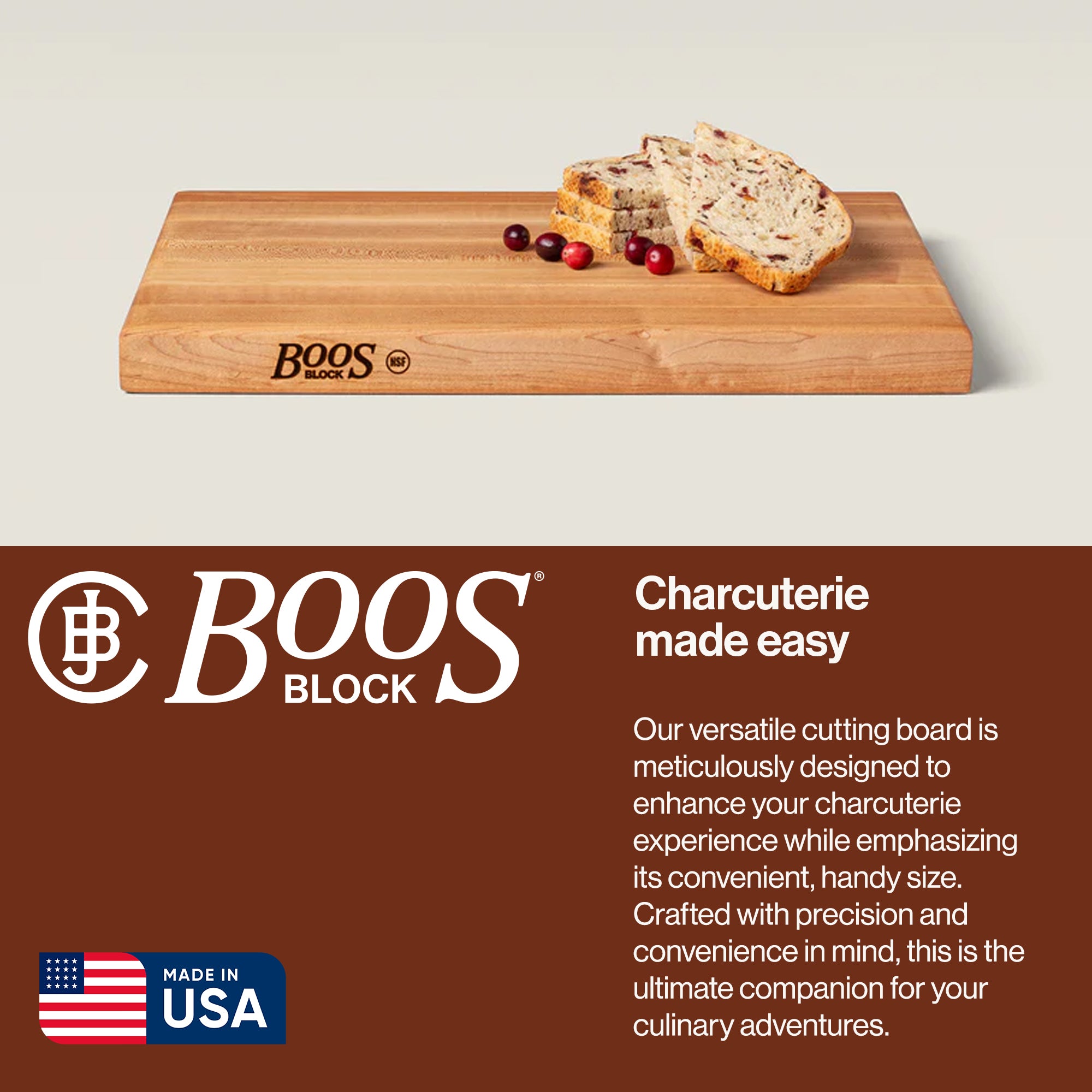 John Boos Maple Wood Edge Grain Cutting Board, 18 x 12 x 1.5 Inches (Open Box)