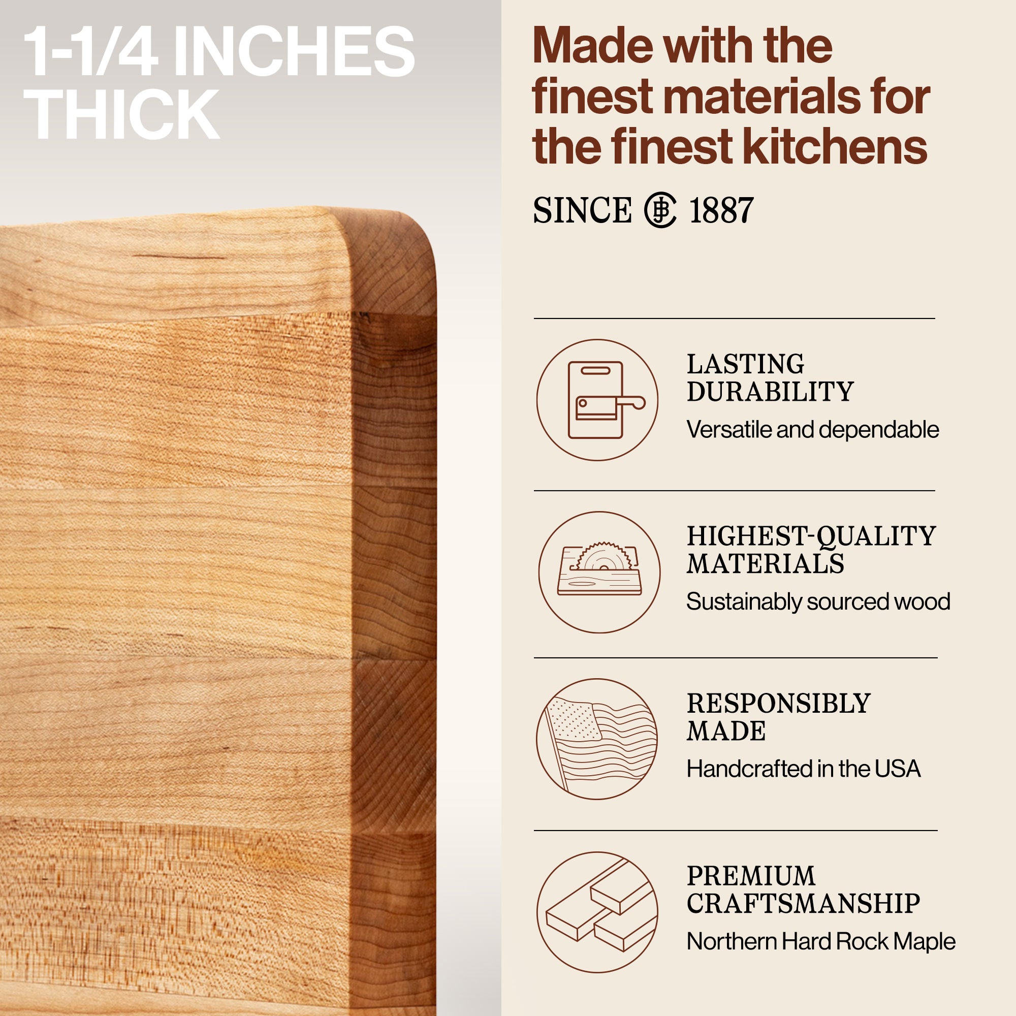 John Boos Chop N Slice LG Maple Wood Cutting Board, 20"x15"x1.25" (Open Box)