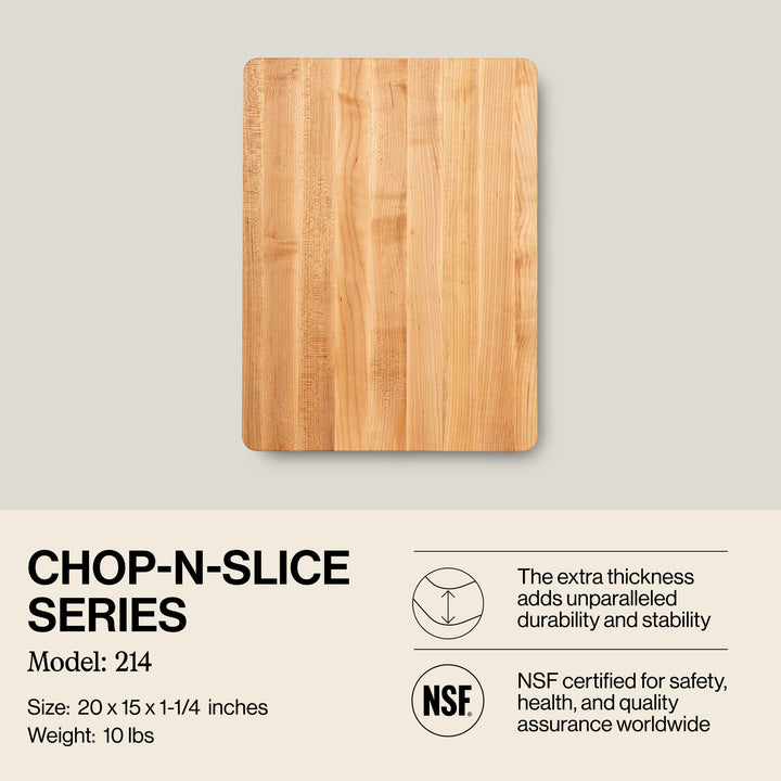 John Boos Chop N Slice Large Maple Wood End Grain Cutting Board, 20"x15"x1.25"