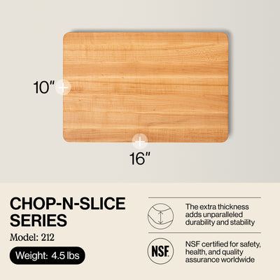 John Boos Chop N Slice Small Maple Wood Edge Grain Cutting Board, 16" x 10" x 1" - VMInnovations
