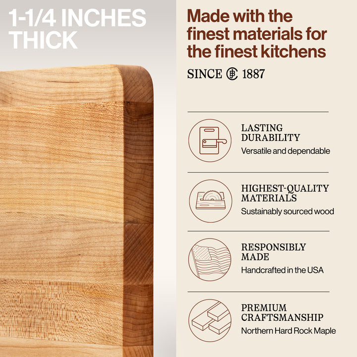 John Boos Chop N Slice Large Maple Wood End Grain Cutting Board, 18"x12"x1.25"