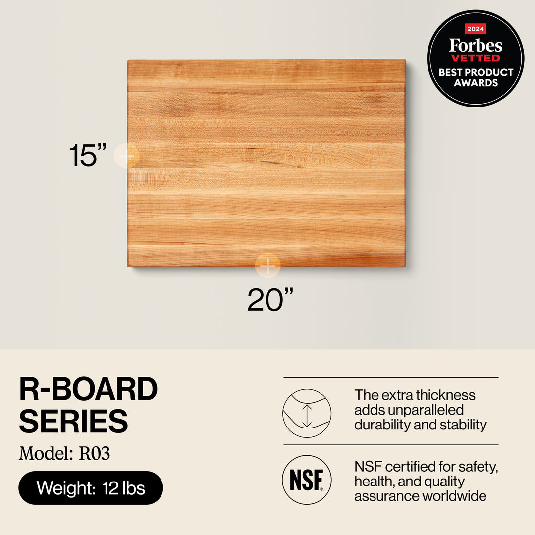 John Boos Maple Wood Edge Grain Reversible Cutting Board, 20x15x1.5 In (Used) - VMInnovations