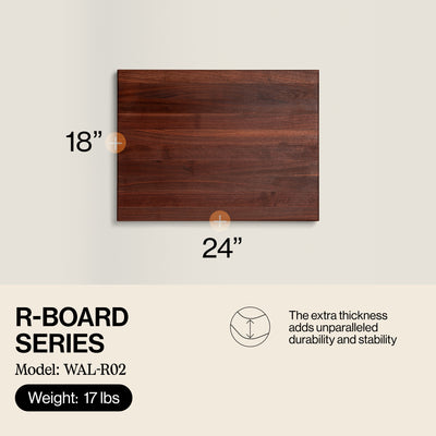 John Boos Walnut Wood Edge Grain Reversible Cutting Board, 24 x 18 x 1.5 Inches