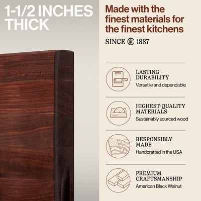 John Boos Walnut Wood Edge Grain Cutting Board, 24 x 18 x 1.5 Inches (Open Box) - VMInnovations