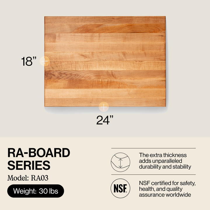 John Boos Maple Wood End Grain Cutting Board for Kitchen Prep, 24" x 18" x 2.25" - VMInnovations