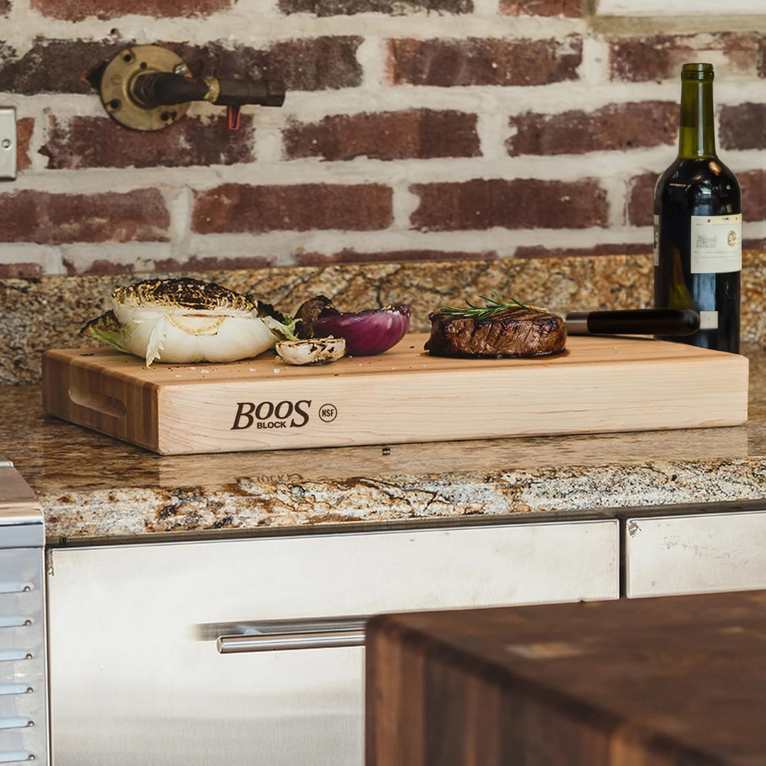 John Boos Maple Wood End Grain Cutting Board for Kitchen Prep, 24" x 18" x 2.25" - VMInnovations