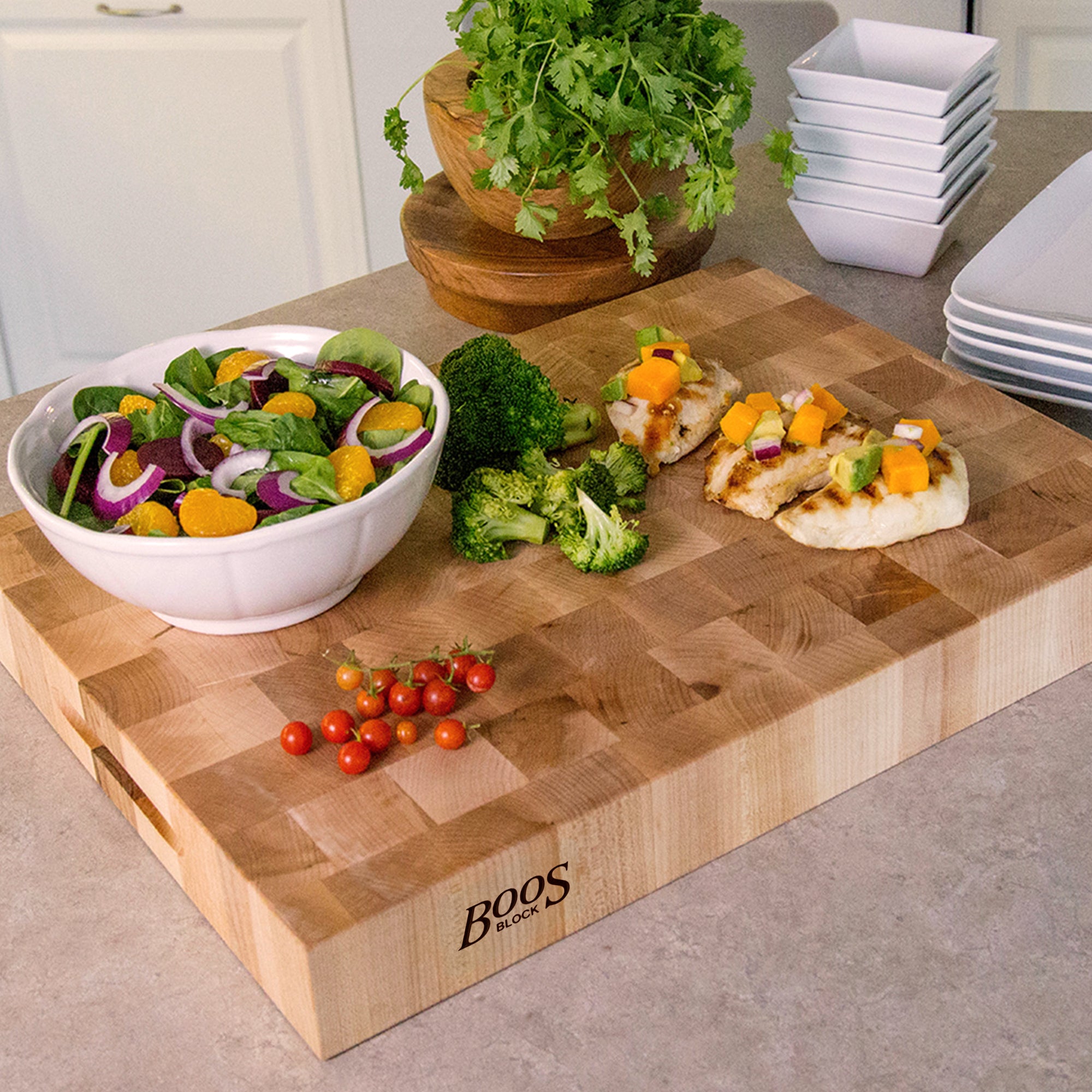 John Boos LGMaple Wood End Grain Kitchen Cutting Board 20"x15"x2.25"(Open Box) - VMInnovations
