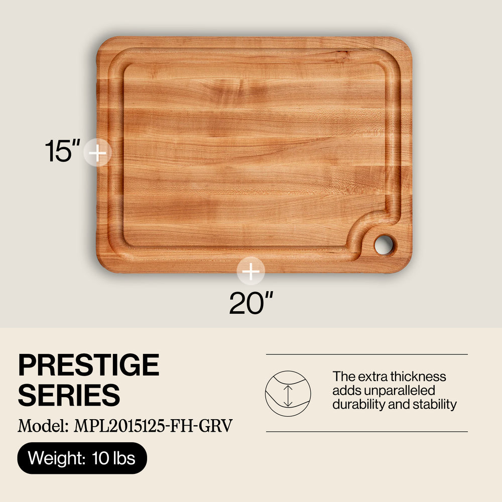 John Boos Prestige Maple Wood Edge Grain Kitchen Cutting Board,20" x 15" x 1.25" - VMInnovations