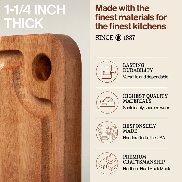 John Boos Prestige Maple Wood Edge Grain Kitchen Cutting Board,20" x 15" x 1.25" - VMInnovations