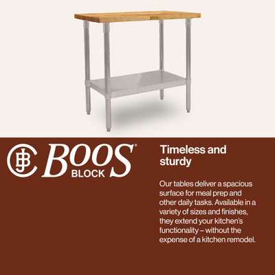 John Boos Maple Wood Top Work Table with Adjustable Lower Shelf, 36 x 24 x 1.5" - VMInnovations