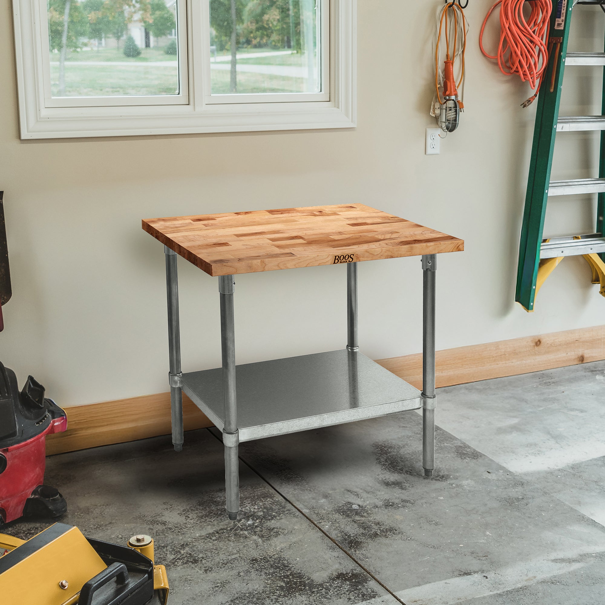 John Boos Maple Wood Top Work Table with Adjustable Lower Shelf, 36 x 24 x 1.5" - VMInnovations