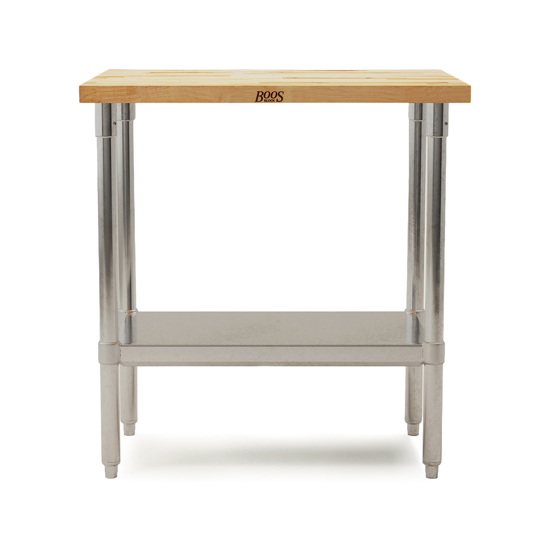 John Boos Maple Wood Top Work Table with Adjustable Lower Shelf, 36 x 24 x 1.5"