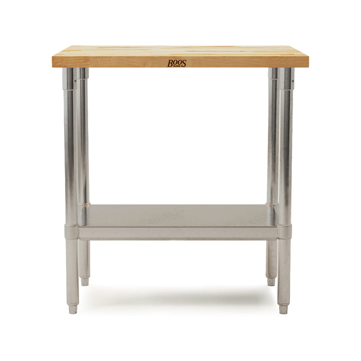 John Boos Maple Wood Top Work Table with Adjustable Lower Shelf, 36 x 24 x 1.5"