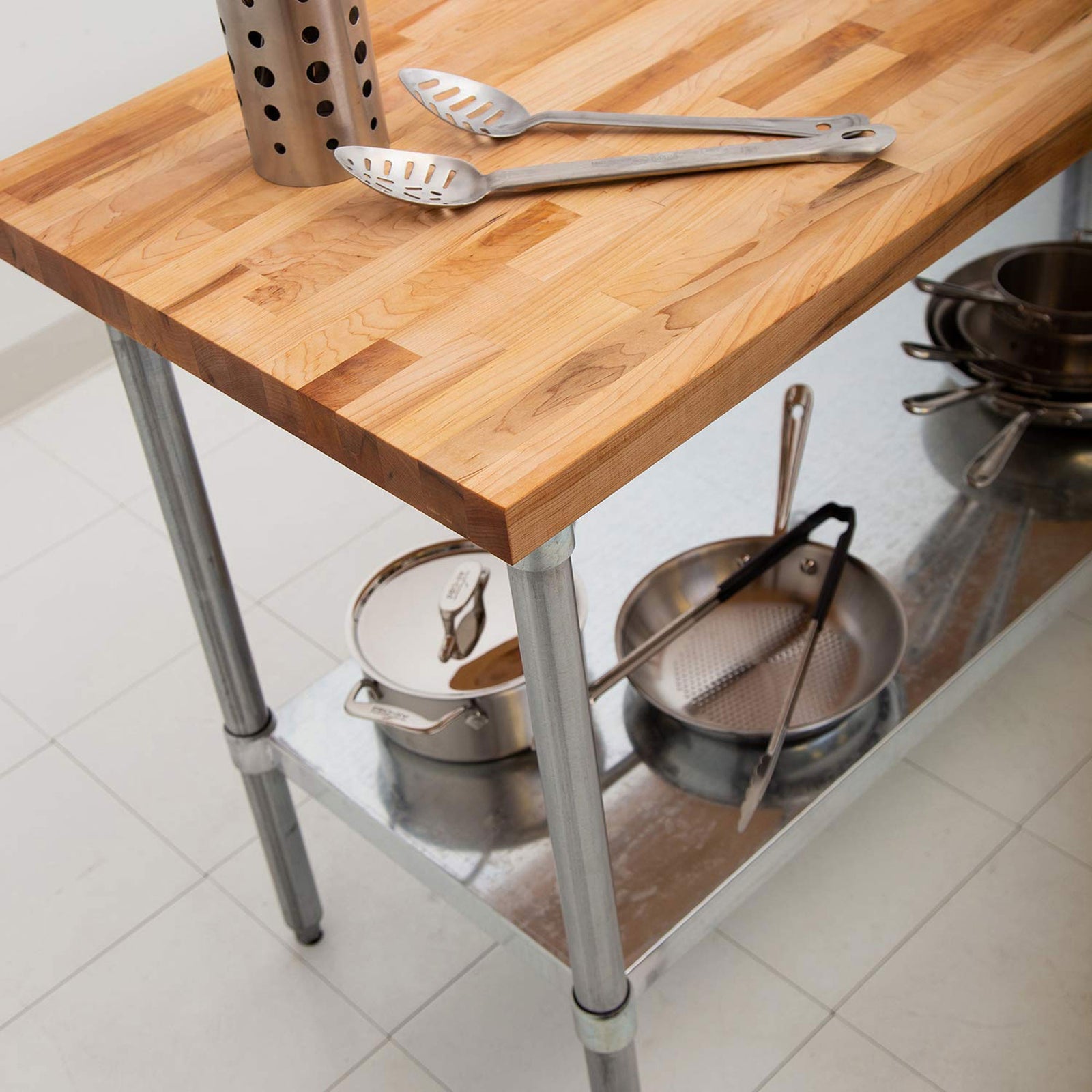 John Boos Maple Wood Top Work Table with Adjustable Lower Shelf, 36 x 24 x 1.5" - VMInnovations