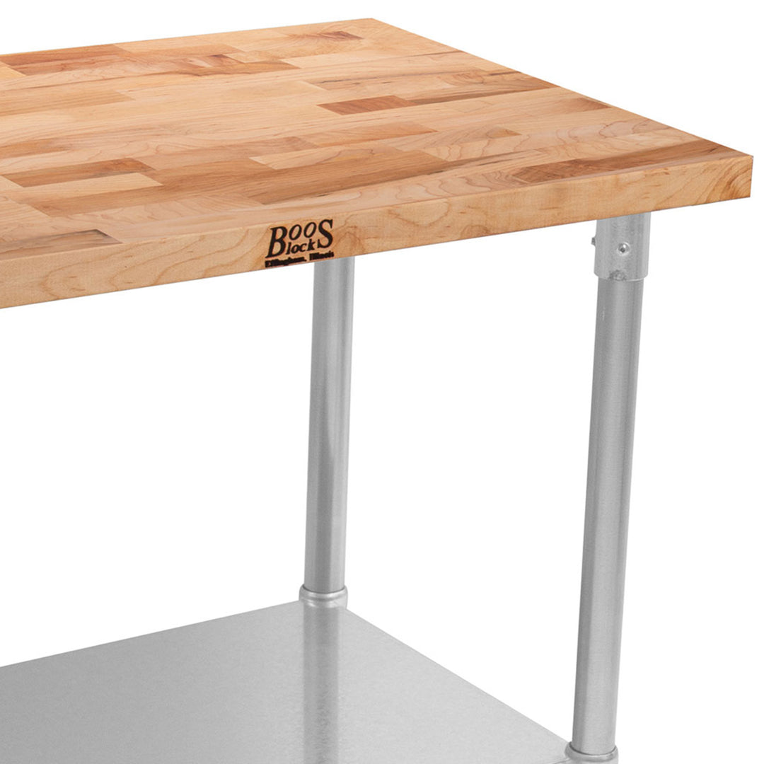 John Boos Maple Wood Top Work Table with Lower Shelf, 36 x 24 x 1.5" (Open Box) - VMInnovations