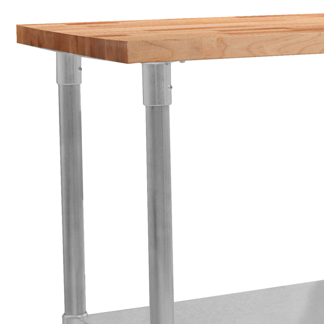 John Boos Maple Wood Top Work Table with Lower Shelf, 36 x 24 x 1.5" (Open Box) - VMInnovations