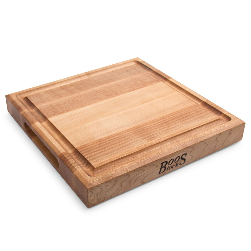 John Boos Square Maple Wood Cutting Board with Juice Groove, 12" x 12" x 1.5"