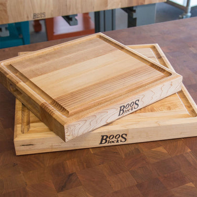 John Boos Square Maple Wood Cutting Board with Juice Groove, 12" x 12" x 1.5"