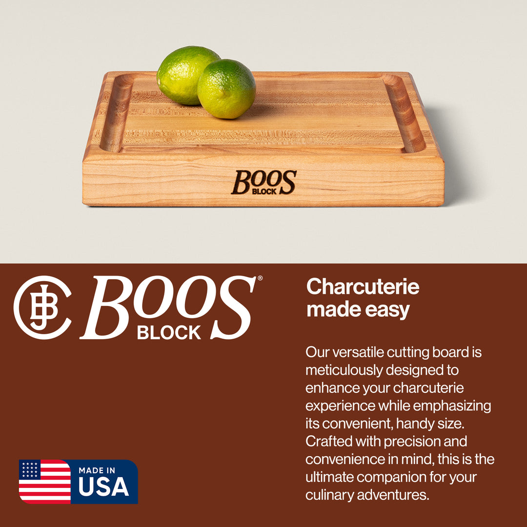John Boos Square Maple Wood Cutting Board with Juice Groove, 12" x 12" x 1.5" - VMInnovations