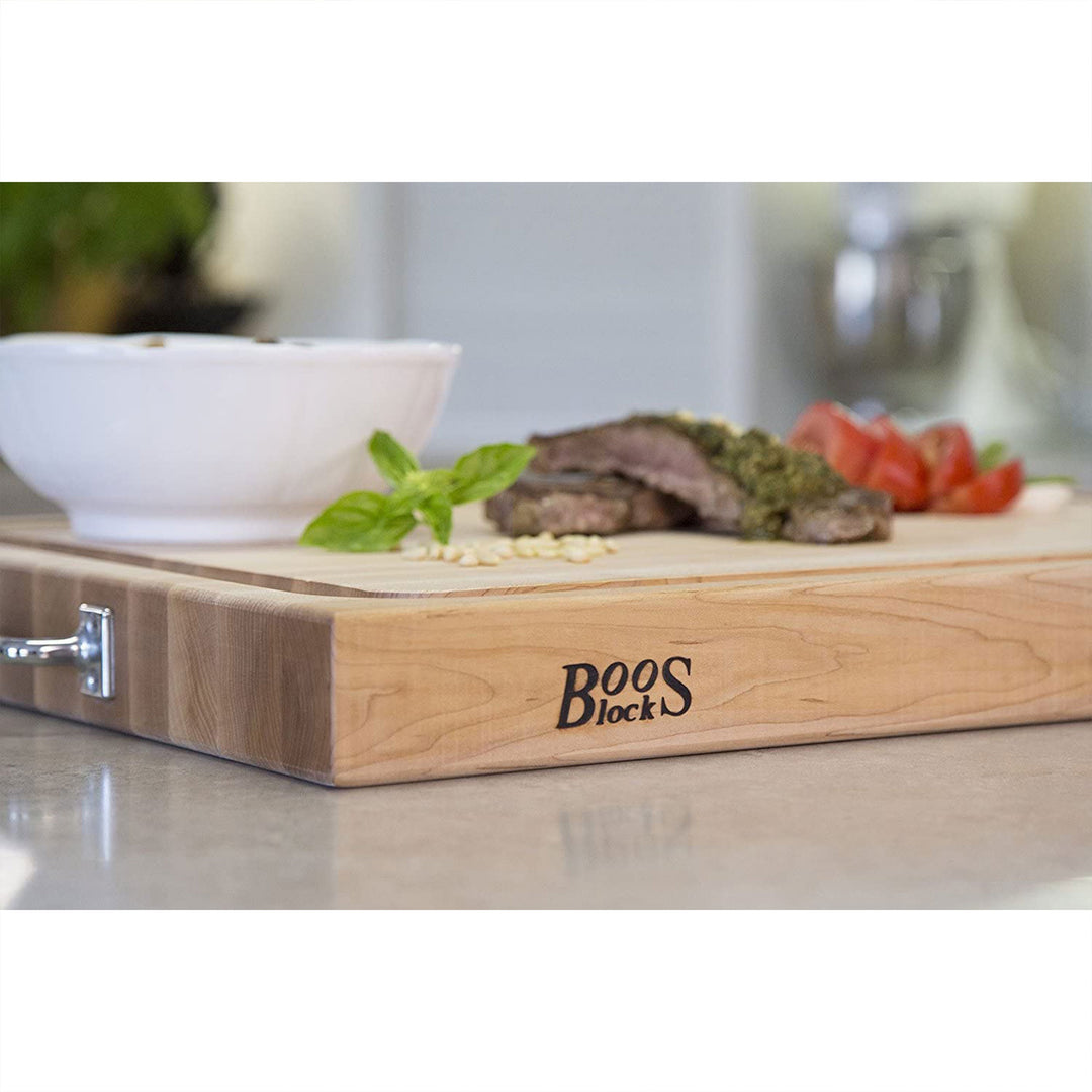 John Boos Block 24x18" Edge Grain Maple Wood Reversible Cutting Board w/Handles