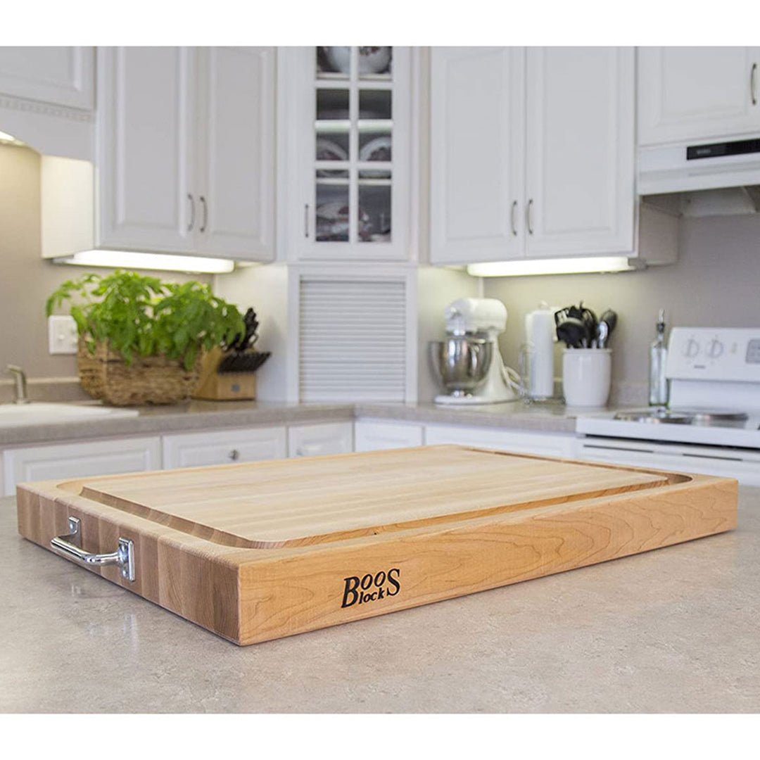 John Boos Block 24x18" Edge Grain Maple Wood Reversible Cutting Board w/Handles