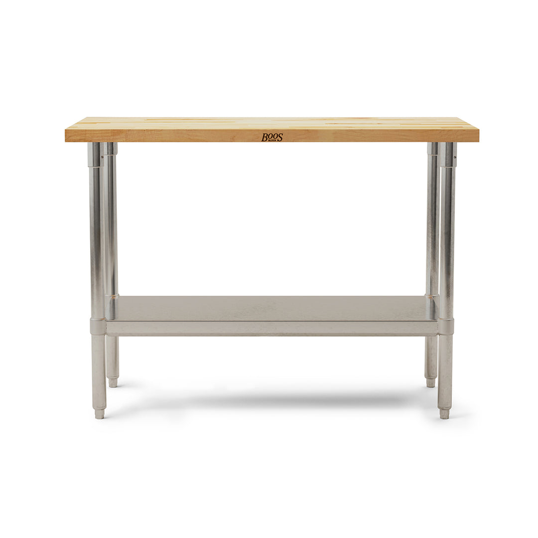 John Boos Maple Wood Top Work Table with Adjustable Lower Shelf, 48 x 24 x 1.5" - VMInnovations