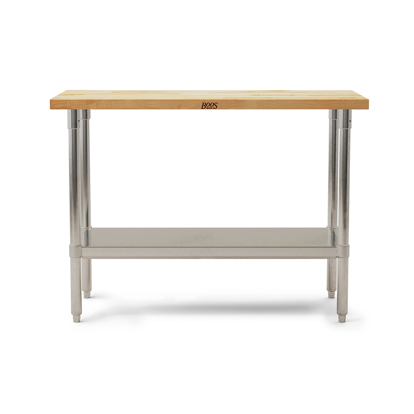 John Boos Maple Wood Top Work Table with Adjustable Lower Shelf, 48 x 24 x 1.5" - VMInnovations
