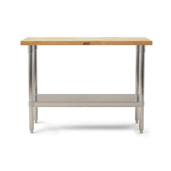 John Boos Maple Wood Top Work Table with Adjustable Lower Shelf, 48 x 24 x 1.5" - VMInnovations