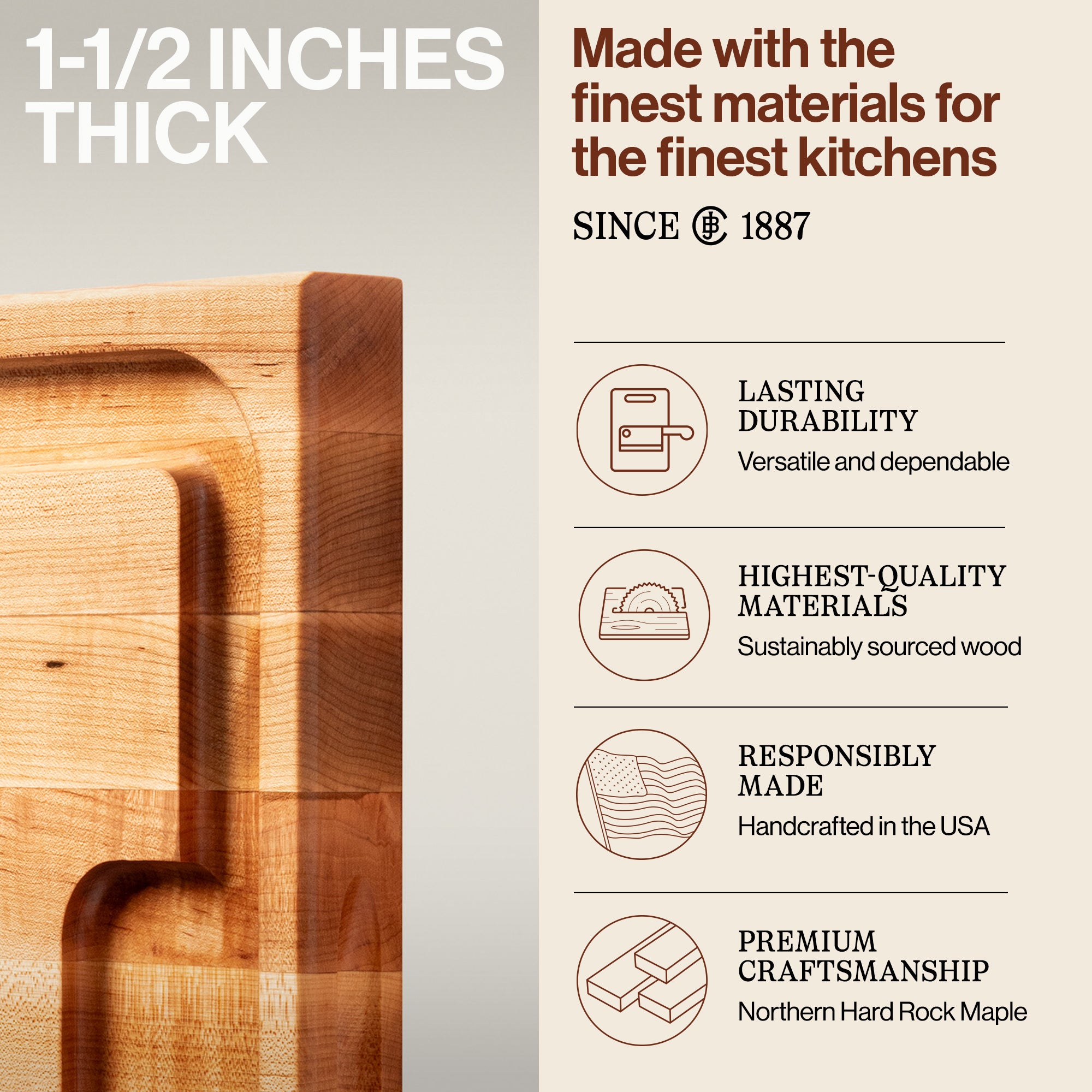 John Boos Block Au Jus 18" Cutting/Carving Board with Juice Groove (Open Box) - VMInnovations