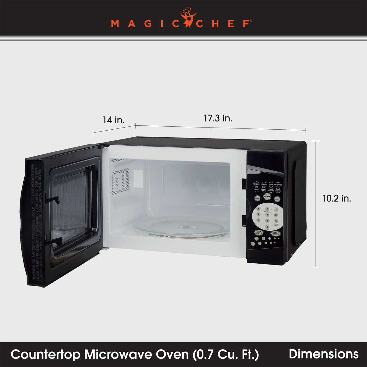 Magic Chef MCM770B 700W 0.7 Cubic Ft Microwave with Digital Touch, Black (Used)