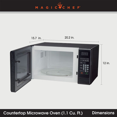 Magic Chef 1000 Watt 1.1 Cubic Feet Microwave w/ Digital Display Black(Open Box)