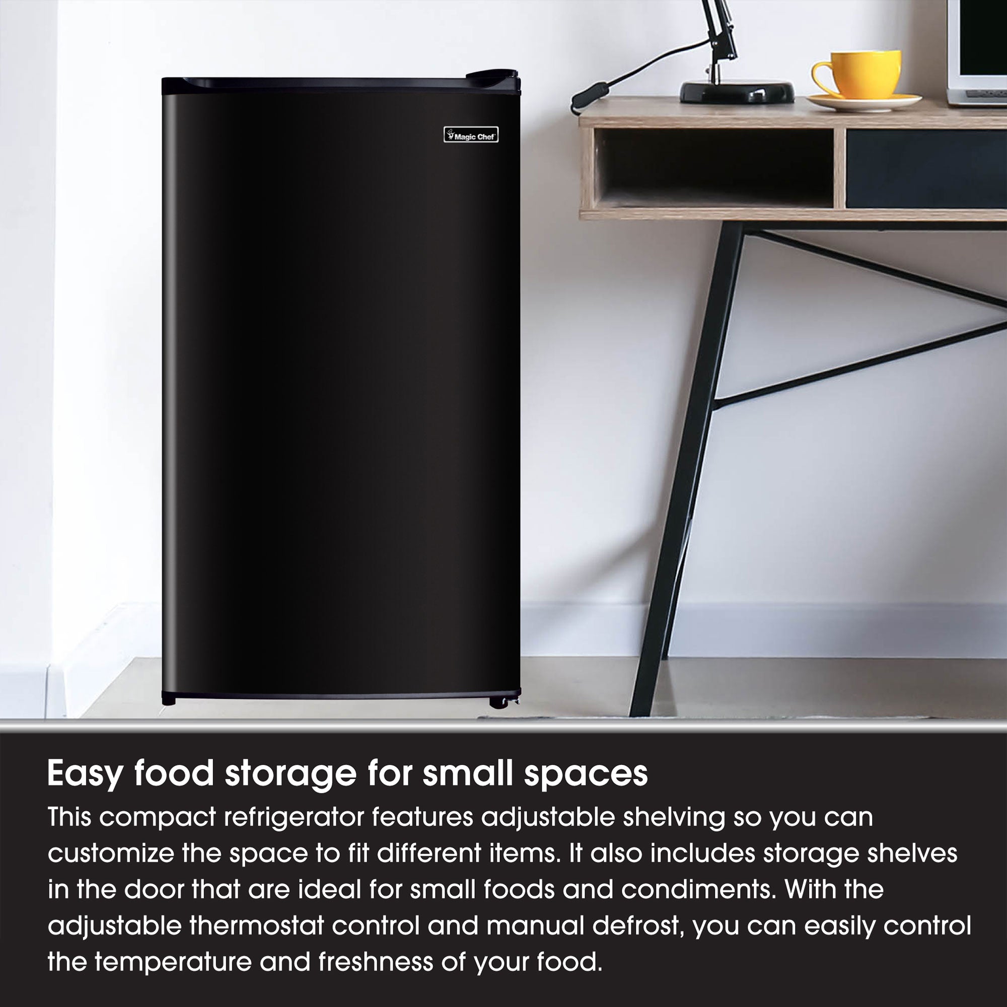 Magic Chef 3.5 Cubic Feet Compact Mini Refrigerator & Freezer, Black (Damaged)