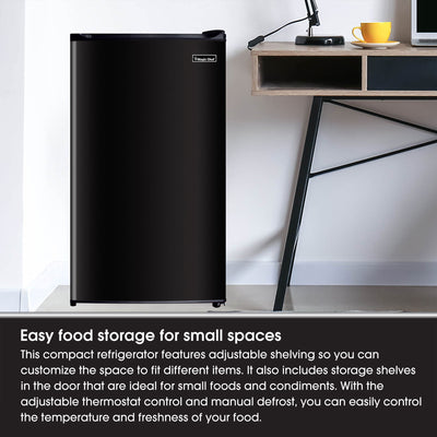 Magic Chef 3.5 Cubic Feet Compact Mini Refrigerator & Freezer, Black (Used)