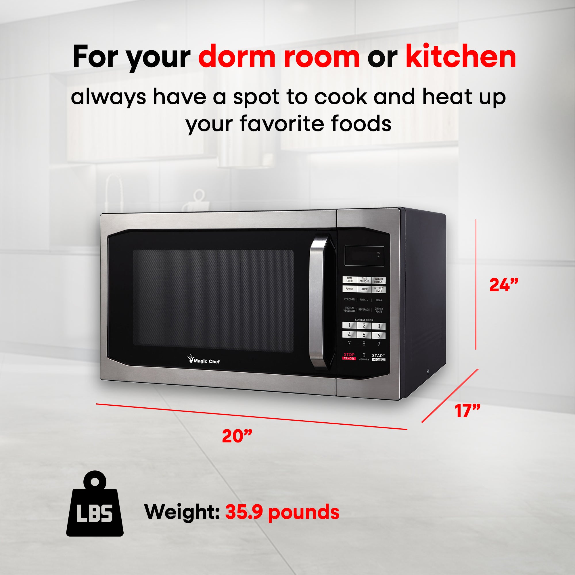 Magic Chef 1100 Watt 1.6 Cubic Feet Digital Microwave, Stainless Steel (Used) - VMInnovations