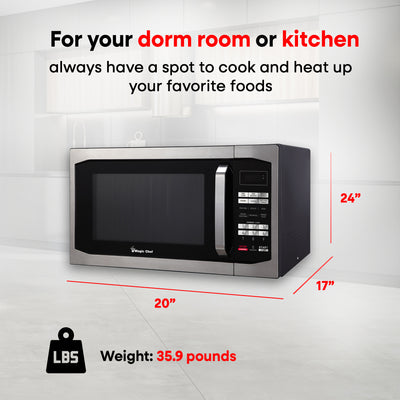 Magic Chef 1100 Watt 1.6 Cubic Feet Digital Microwave, Stainless Steel(Open Box) - VMInnovations