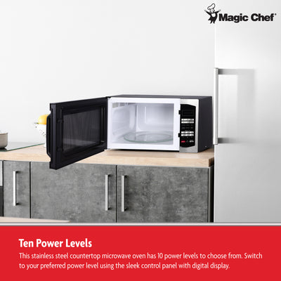 Magic Chef 1100 Watt 1.6 Cubic Feet Digital Microwave, Stainless Steel (Used) - VMInnovations