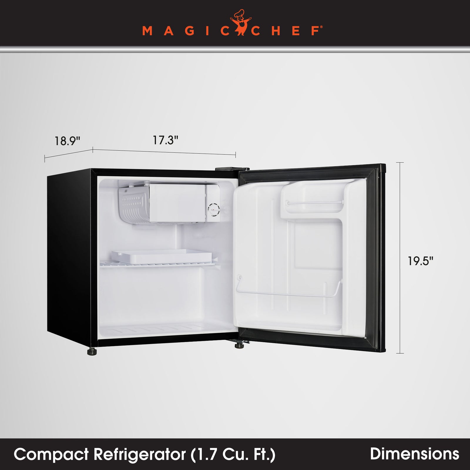Magic Chef MCR170BE Mini Refrigerator with Freezer Shelf, 1.7 Cubic Feet, Black - VMInnovations