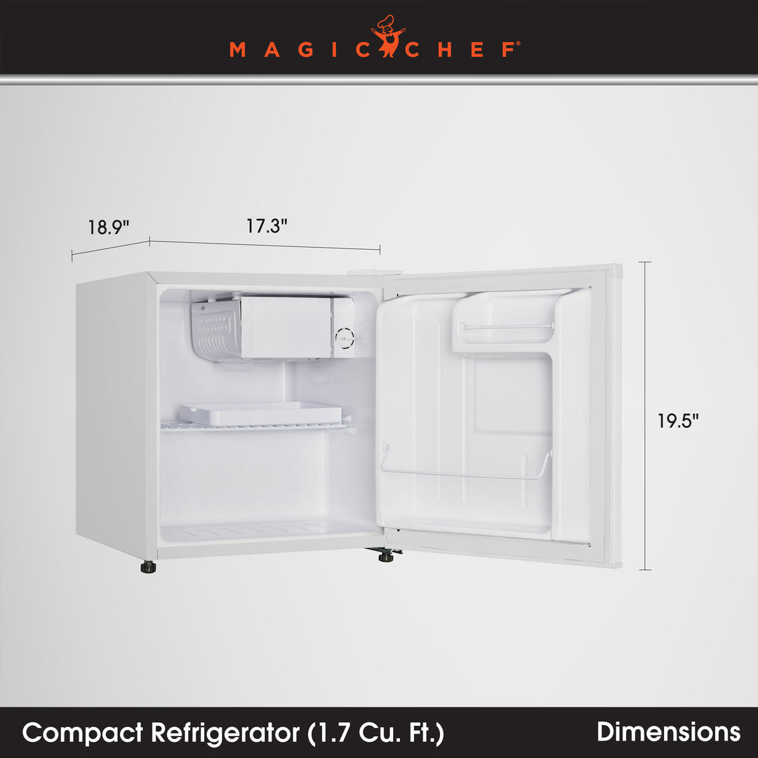 Magic Chef MCR170WE Mini Refrigerator with Freezer Shelf, 1.7 Cubic Feet, White