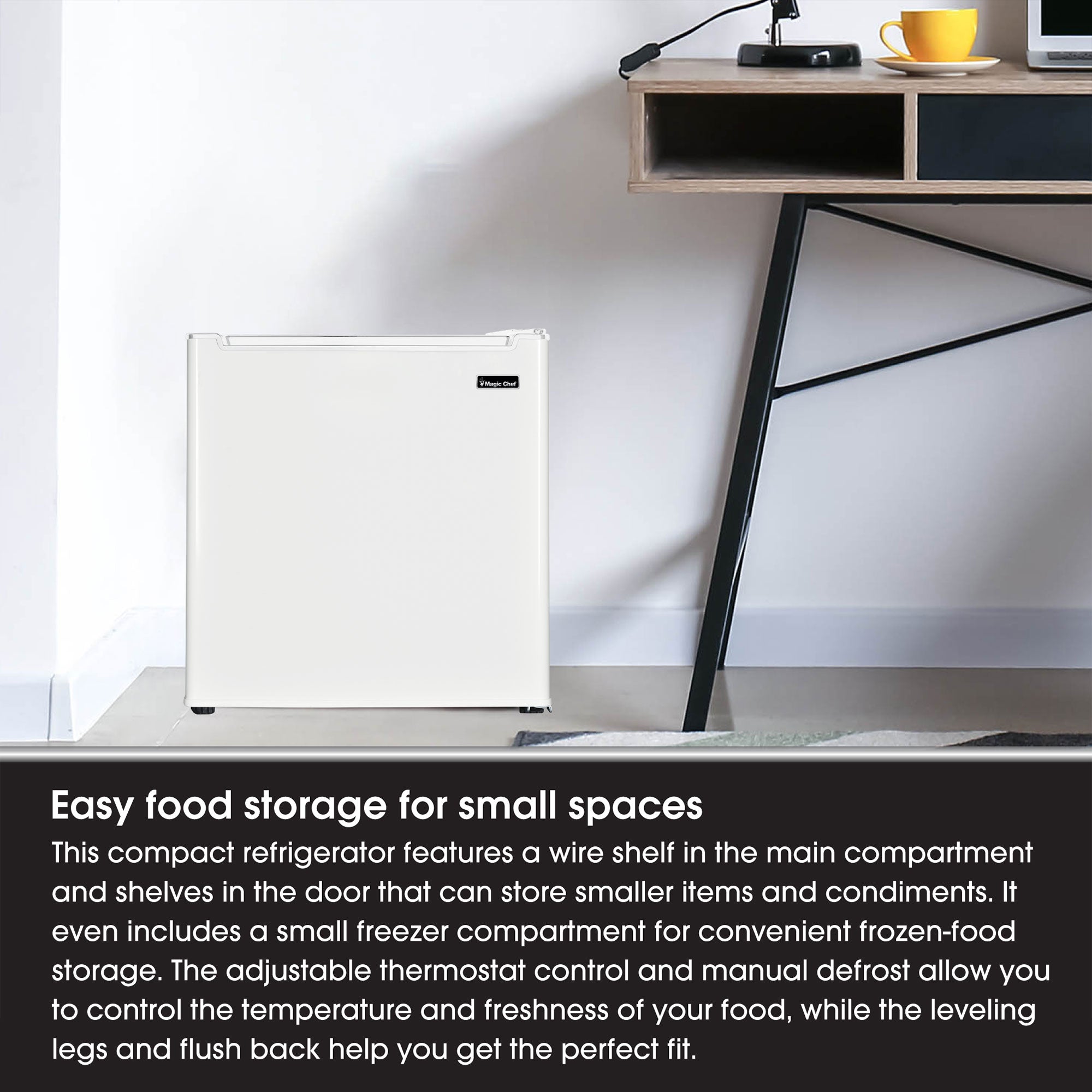 Magic Chef MCR170WE Mini Refrigerator with Freezer Shelf, 1.7 Cubic Feet, White - VMInnovations