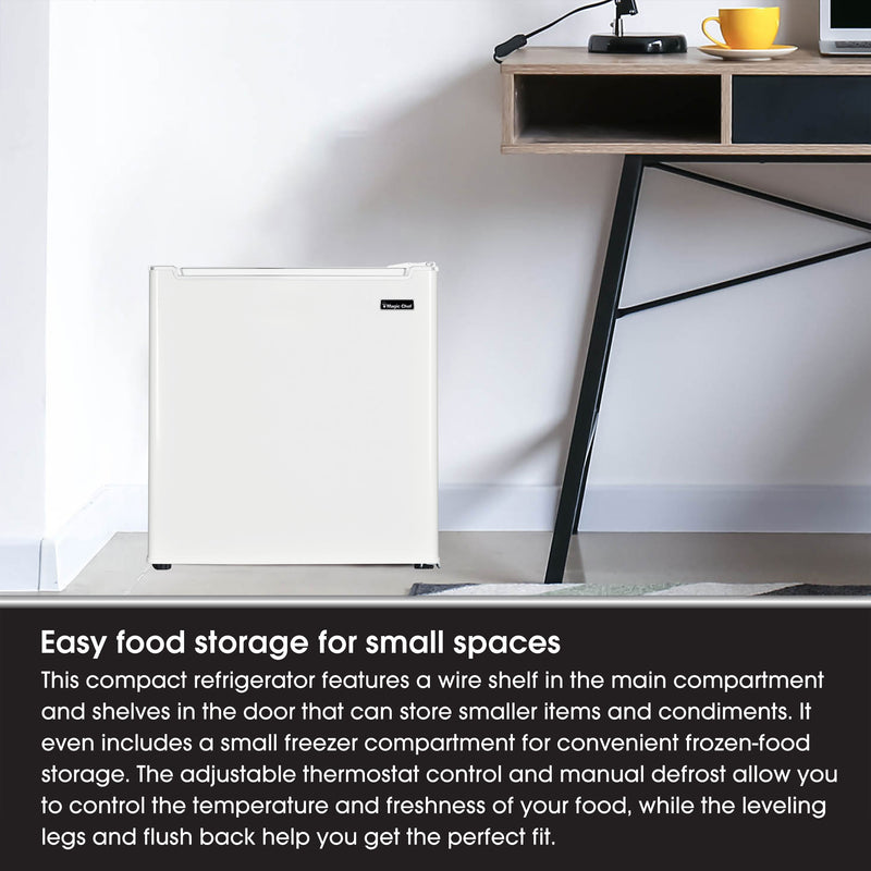 Magic Chef MCR170WE Mini Refrigerator with Freezer Shelf, 1.7 Cubic Feet, White