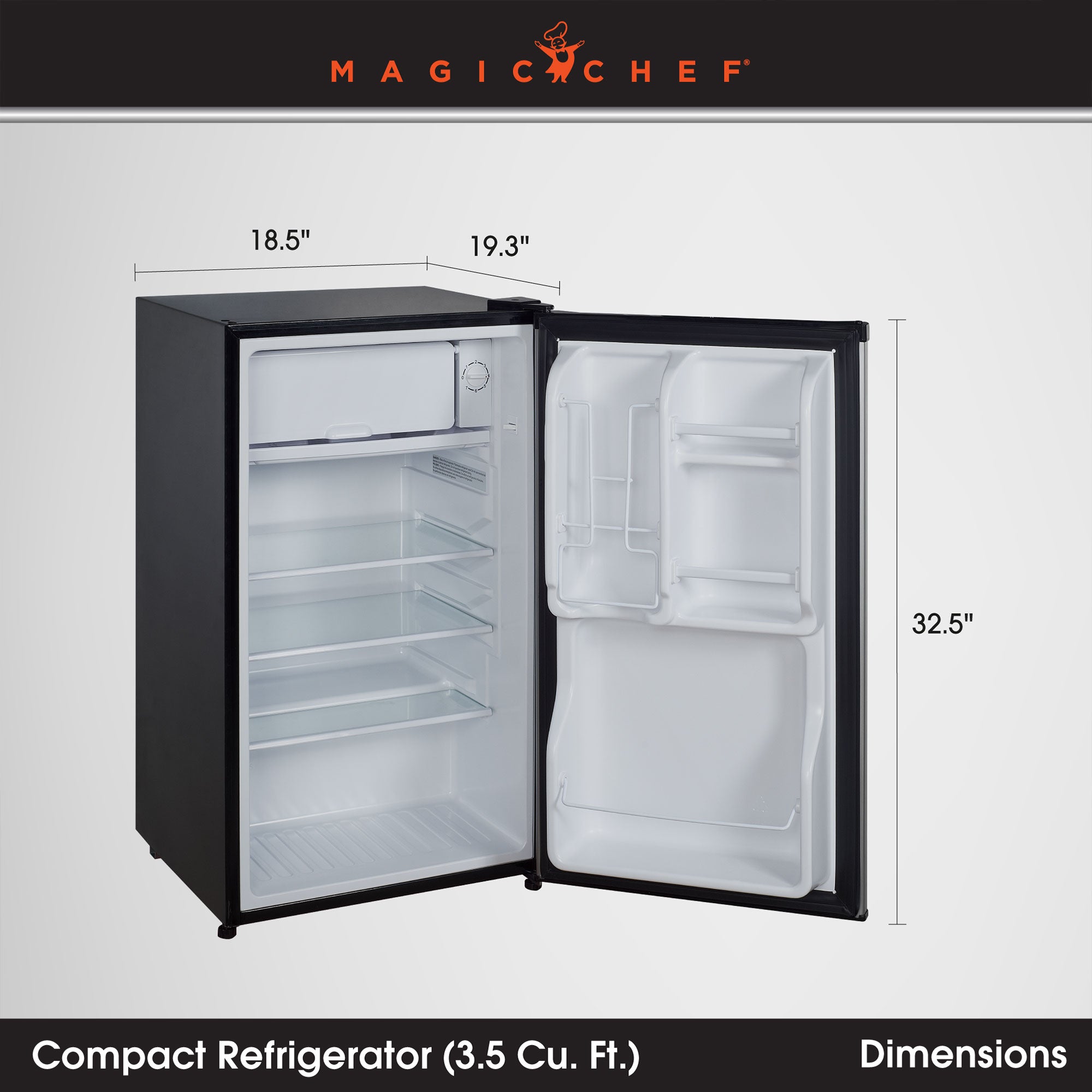 Magic Chef 3.5 Cubic Feet Compact Mini Refrigerator & Freezer, Black (Used)