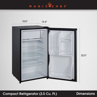Magic Chef 3.5 Cubic Feet Compact Mini Refrigerator & Freezer, Black (Open Box)