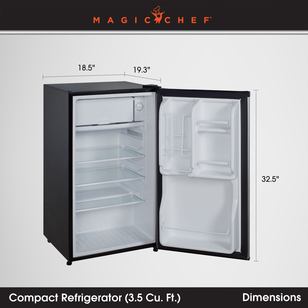 Magic Chef MCBR350S2 3.5 Cu Ft Mini Refrigerator & Freezer, Silver (Open Box)